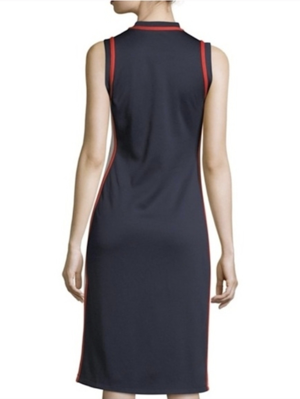 Tory Burch Sport Sleeveless Track Midi Navy & Red Tennis Quarter Zip Dress Sz XS - Picture 2 of 8